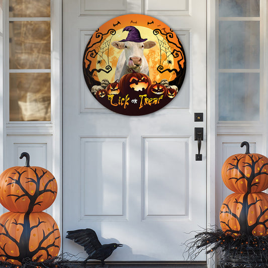 Joycorners Halloween Charolais Cattle All Printed 3D Round Metal Sign