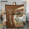 Joycorners Personalized Name Charolais Farm Leather Brown Blanket