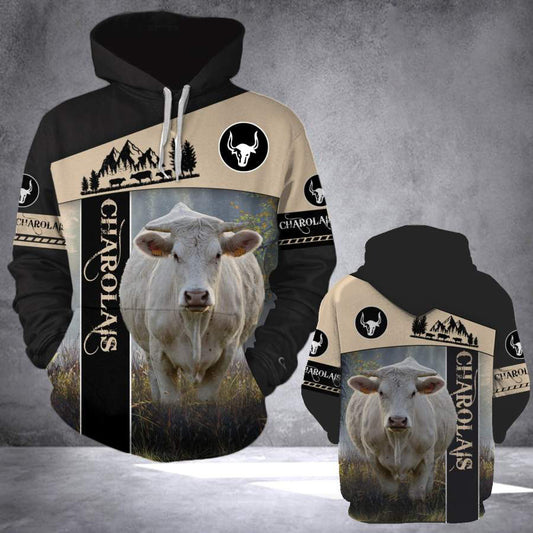 Joycorners Charolais White Black Personalized 3D Hoodie