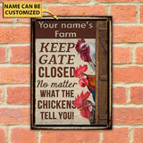 Joycorners Customized Name CHICKEN LOVERS KEEP GATE CLOSED All Printed 3D Metal Sign