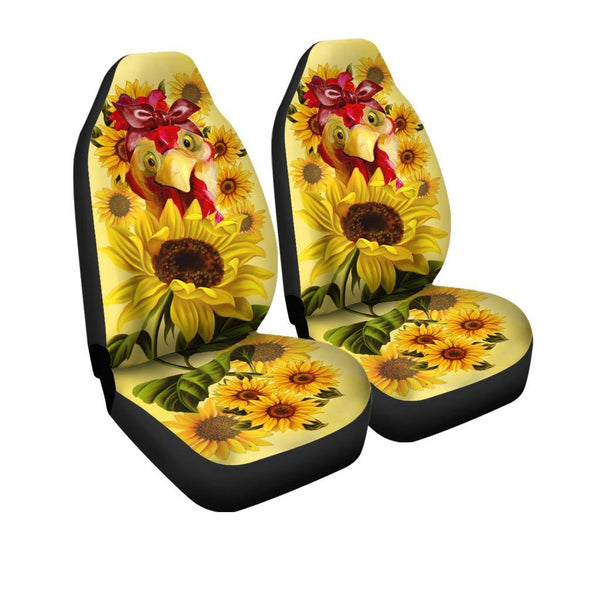 Joycorners Chicken Sunflower All Over Printed 3D Car Seat Cover Set (2Pcs)