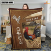 Joycorners Personalized Name Chicken Farm Leather Brown Blanket