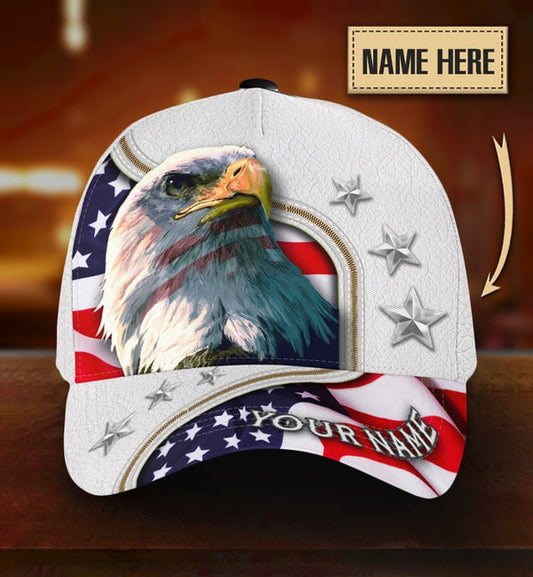 Joycorners Custom Name Independence Day United States Flag Proud Egale All Printed 3D Cap
