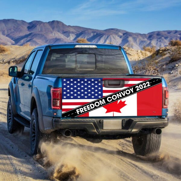 Joycorners Freedom Convoy 2022 United States And Canada Together Support Trucker Truck All Over Printed 3D Truck Tailgate Decal