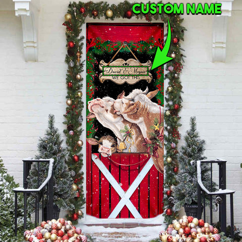 Joycorners  Personalized Cattle Christmas You & Me We Got This Door Cover