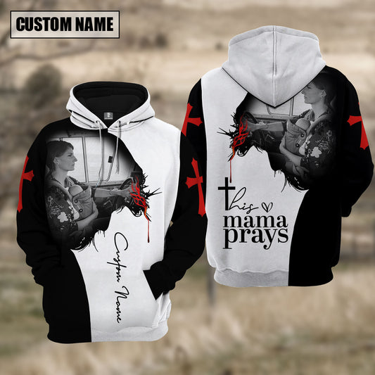 Joy corners Jesus This Mama Prays Trucker Hoodie