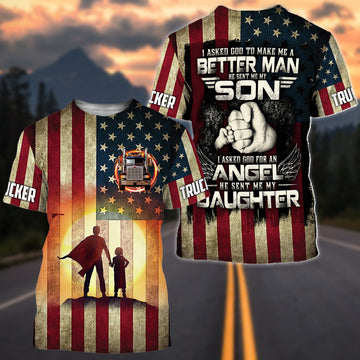 Joy Corners I Ask To God Make Me A Better Man, American Flag Pattern T Shirt 2023