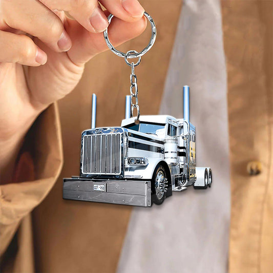 Joy Corners Back And White Trucker Keychain