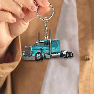 Joy Corners Blue Trucker Keychain
