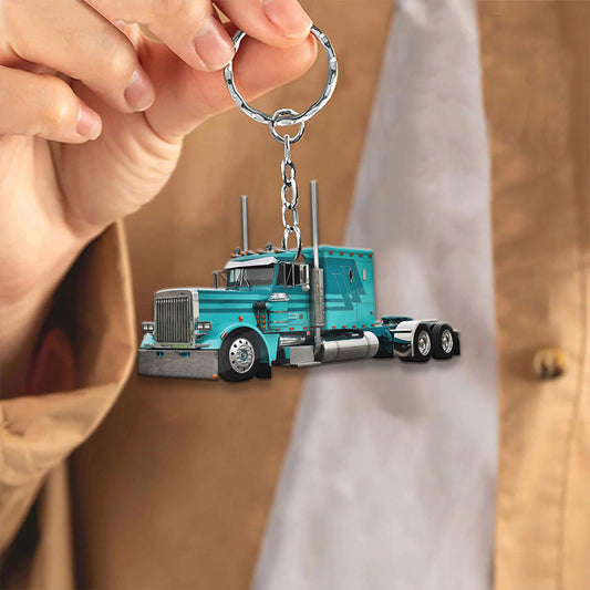 Joy Corners Blue Trucker Keychain
