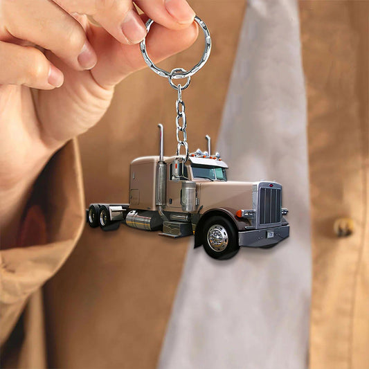 Joy Corners Brown Trucker Keychain