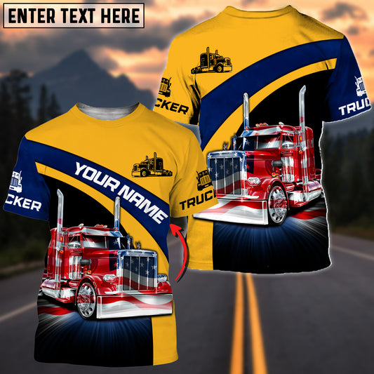 Joy Corners Custom Name Yellow, American Flag Truck T Shirts, Truck Driver Tshirt 2023