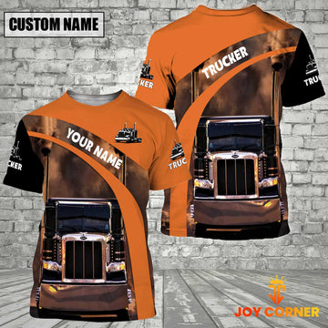 Joy Corners Custom Name Orange Big Truck T Shirts, Truck Driver Custom Tshirt 2023