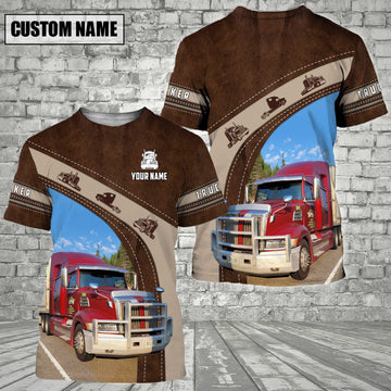 Joy Corners Custom Name Brown Leather Pattern 03 Trucker T-shirt 2023