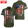 Joycorners Personalized Name Firefighter American Flag Skull American Pride All Over Printed 3D Shirts