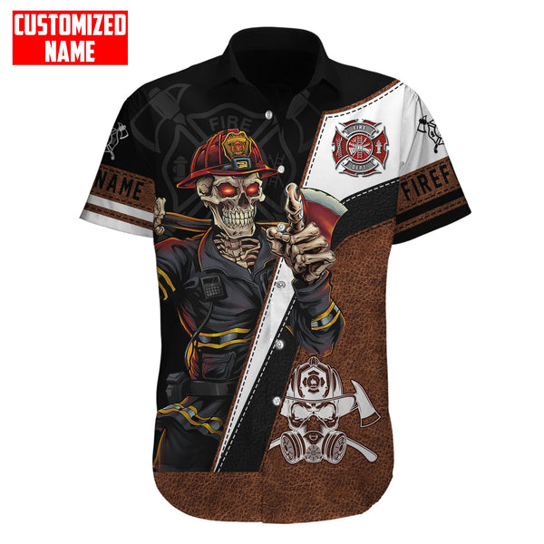 Joycorners Personalized Name Skeleton Firefighter Axe All Over Printed 3D Shirts