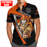 Joycorners Personalized Name Firefighter With Axe In The fire Orange All Over Printed 3D Shirts