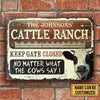 Joycorners Customized Name Cattle Ranch Keep Gate Closed No Matter What The Cows Say All Printed 3D Metal Sign