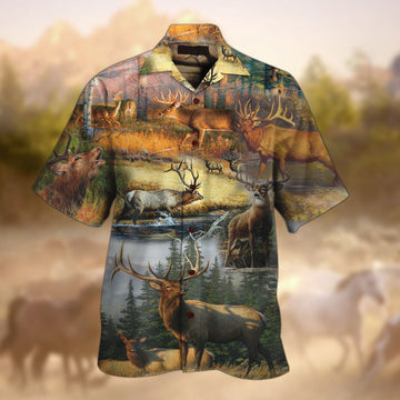 Joycorners Deers In The Lake Aloha All Printed 3D Hawaiian Shirt
