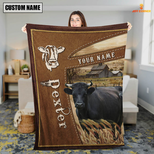 Joycorners Personalized Name Dexter Farm Leather Brown Blanket