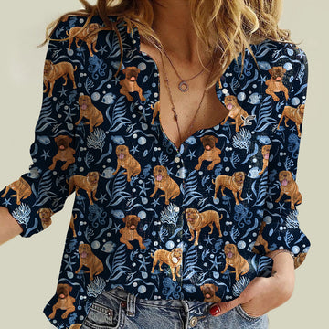 Joycorners Blue Ocean Pattern Dogue de Bordeaux All Over Printed 3D Casual shirt