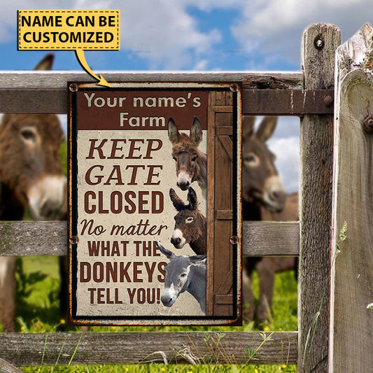 Joycorners Customized Name DONKEY LOVERS KEEP GATE CLOSED All Printed 3D Metal Sign