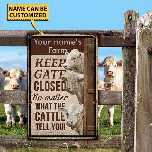 Joycorners Customized Name CHAROLAIS CATTLE LOVERS KEEP GATE CLOSED All Printed 3D Metal Sign