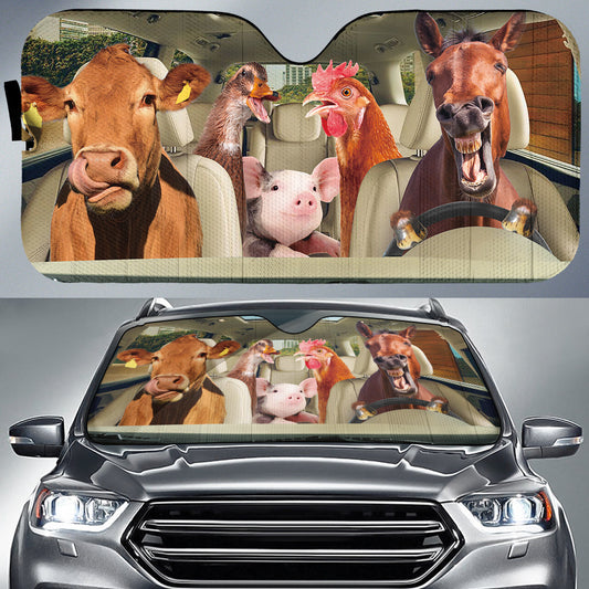 Joycorners Driving Farm Animals All Over Printed 3D Sun Shade