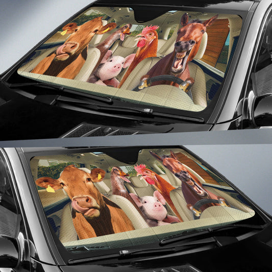 Joycorners Driving Farm Animals All Over Printed 3D Sun Shade