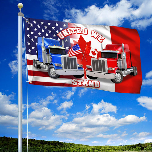 Joycorners Freedom Convoy 2022 Canada America Flag, Truckers For Freedom, Canadian Trucker, Mandate Freedom, Support Trucker Grommet Flag 3D All Over Printed