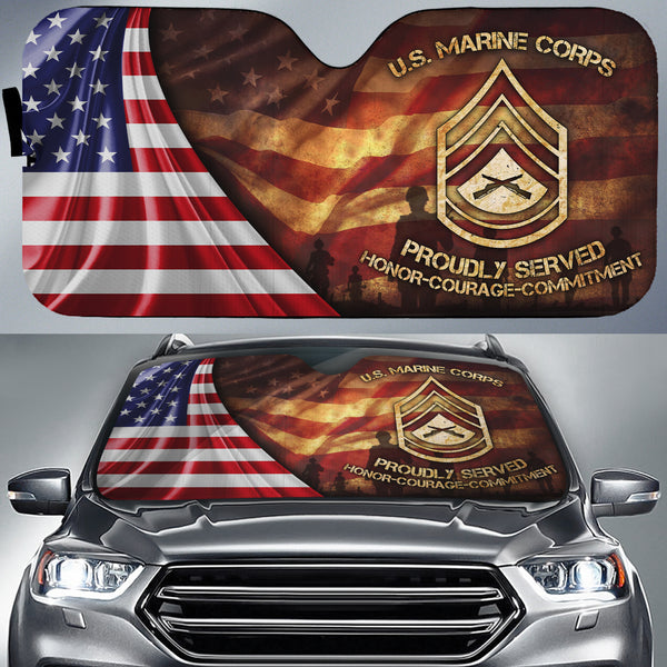 Joycorners U.S Marine Corps Proudly Served All Over Printed 3D Sun Shade