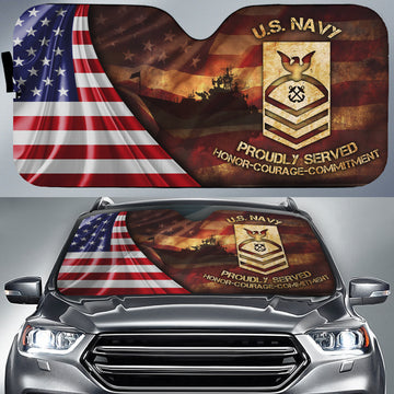 Joycorners U.S Navy Proudly Served All Over Printed 3D Sun Shade