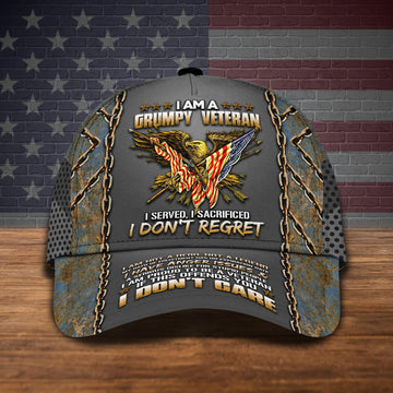 Joycorners Personalized Name Veteran I Am A Grumpy Veteran 3D All Printed Cap