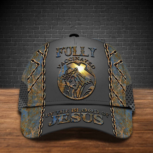 Joycorners Personalized Name Fully Vaccinated By The Blood Of Jesus 3D All Printed Cap