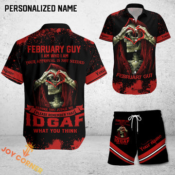 Joycorners Custom Name February Guy Praying Skeleton All Over Printed 3D Shirts