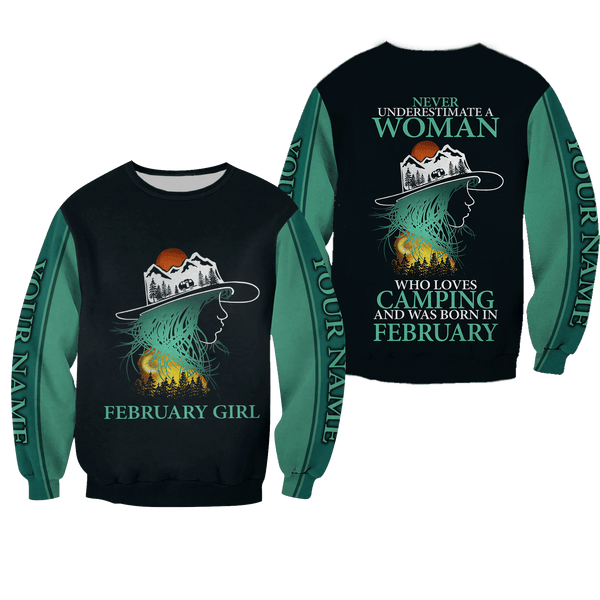 Joycorners Custom Name The Camping February Girl All Over Printed 3D Shirts