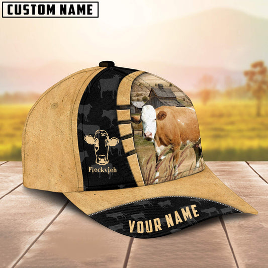 Joycorners Custom Name Fleckvieh Cattle Farmhouse Field Cap TT2