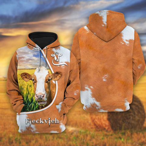 Joycorners Fleckvieh On The Wheat Field All Over Printed 3D Shirts