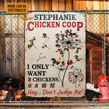 Joycorners Personalized Funny Chicken Sign Don't Judge Me All Printed 3D Metal Sign