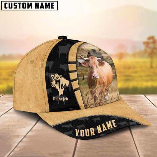 Joycorners Custom Name Gelbvieh Cattle Farmhouse Field Cap TT4