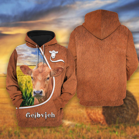 Joycorners Gelbvieh On The Wheat Field All Over Printed 3D Shirts