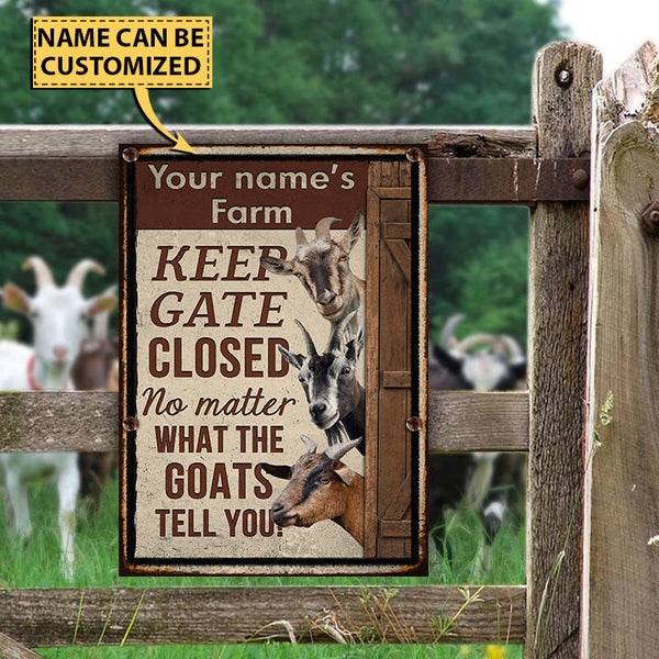 Joycorners Customized Name GOAT LOVERS KEEP GATE CLOSED All Printed 3D Metal Sign