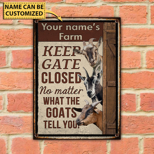 Joycorners Customized Name GOAT LOVERS KEEP GATE CLOSED All Printed 3D Metal Sign