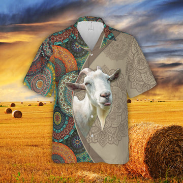 Joycorners Mandala Pattern Goat All Over Printed 3D Hawaiian Shirt