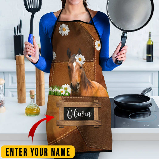 Joycorners Personalized Name Grade Horse All Over Printed 3D Apron