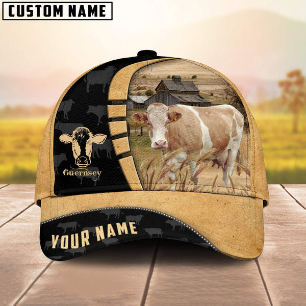 Joycorners Custom Name Guernsey Cattle Farmhouse Field Cap TT9