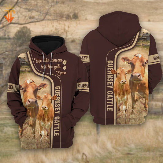 Joycorners Guernsey Cattle Live Like Someone left the gate open Shirts