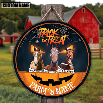 Joycorners Horse Halloween Happiness Pattern Happy Halloween Wooden Sign