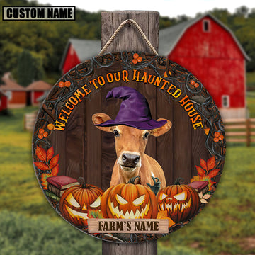 Joycorners Jersey Welcome To Our Haunted House Pattern Happy Halloween Wooden Sign