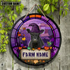 Joycorners Belted Galloway Stained Glass Effect Happy Halloween Wooden Sign